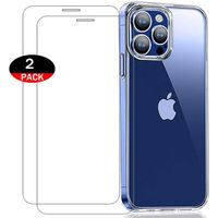WOSHITE 6,7" Coque iPhone 12 Pro Max Transparente + 2 × Verre trempé Protection écran, Silicone Protecteur Housse TPU Case Cover