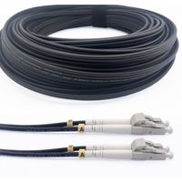Elfcam® - Câble à Fibre Optique en Acier Blindé pour Extérieur et Intérieur LC-UPC à LC-UPC OM3 Multimode Duplex 50-125um Noir(70M)