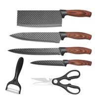 6PCS Set Couteaux de Cuisine - Premium en Couteaux Inox -  Set Couteau Cuisine avec Bloc en Bois et Paquet cadeau
