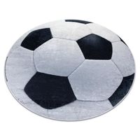 Tapis cercle lavable BAMBINO 2139 - football pour les enfants antidérapant - noir / blanc - cercle 100 cm