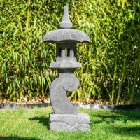 Lanterne japonaise pagode zen en pierre de lave 90 cm - WANDA COLLECTION - Contemporain - Design - Gris