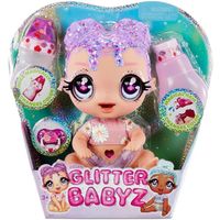 Poupée Glitter Babyz - Lila Wildbloom - Violet / Fleurs - Bébé 28 cm - Change de Couleur