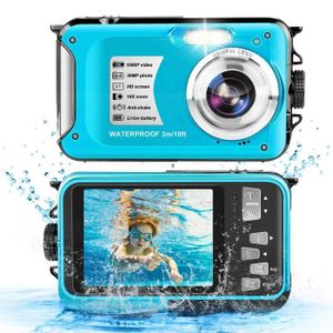 CAMÉSCOPE NUMÉRIQUE Bleu-Caméra numérique étanche et antichoc pour la natation, caméscope vidéo, écran HD 1080P, sports sous-mar