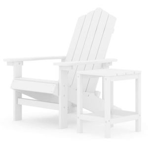 FAUTEUIL JARDIN  Chaise de jardin Adirondack avec table PEHD Blanc-