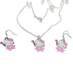 Parure de bijoux Hello Kitty 12 pièces rose kitty - Collier, boucles  d'oreilles, bracelet, accessoire pour cheveux, bague chat chaton, etc.