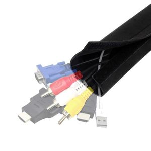 Cache Cable 2 Pack,Flexible Range Cable 2x3m PE Cable Rangement Organisateur  de Cable pour Ranger