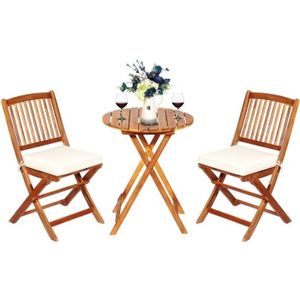 Ensemble table et chaise de jardin COSTWAY Ensemble de Table et 2 Chaises Pliable en 