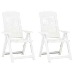 FAUTEUIL JARDIN  MSA Chaises inclinables de jardin 2 pcs Plastique Blanc ✿4