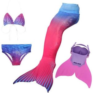 MAILLOT DE BAIN 4PCS Ariel Queue de Sirène Enfant avec Monopalme p