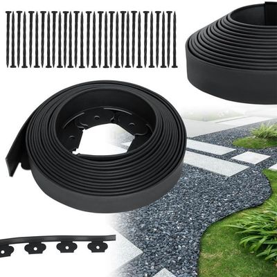 Bordure De Pelouse MOOWY - 10m X 4,5cm Noir - Flexible Et Sans Creusage - Pour Allées, Massifs Et Jardin