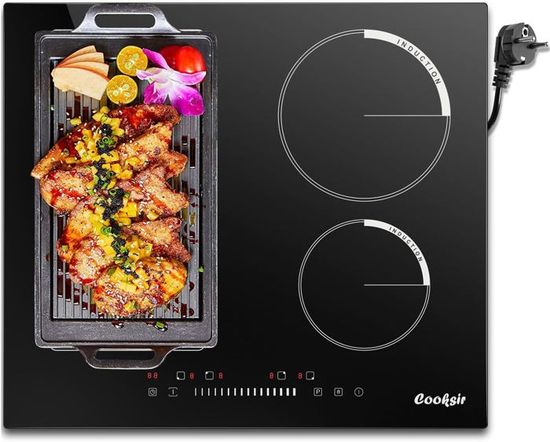 GRACEALL Plaque à Induction Encastrable 2 Foyers 3500W, Plaque De Cuisson Électrique Avec Commande Tactile, Double Zone Avec Minuteur Et Sécurité Enfant, 230V Pour Cuisine Ou Plan De Travail