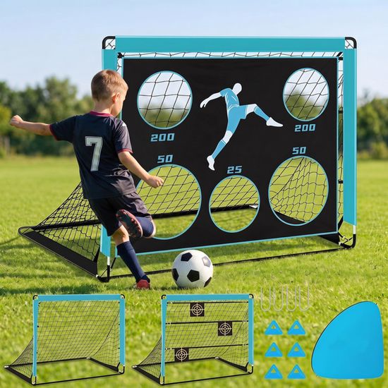 TTCB Sports Cage De Foot 2 En 1 – Pop-up 120x90x90 Cm, Filet Cible 5 Zones, Fibre De Verre, Sac De Transport – Pour Enfants, Entraînement Intérieur/extérieur