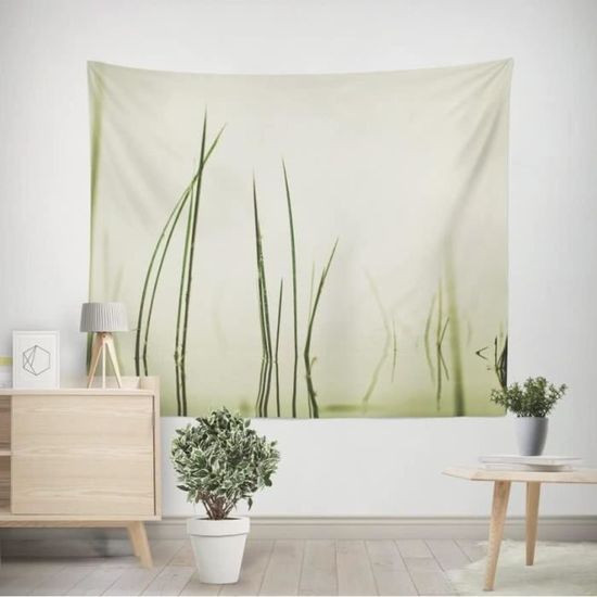 EHOMERY Kit Tapisserie Revêtement Mural 3D Cascade Vert Blanc Tapisserie Panoramique Enfant Décorations Murales Chambre Tenture Miral Décoration Murale Salon Chambre 300X260Cm