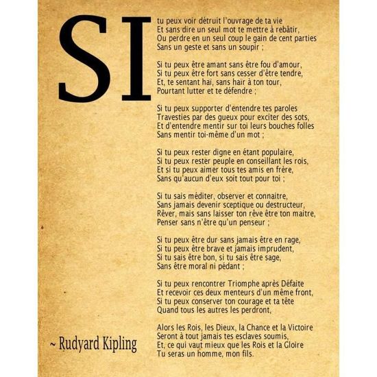 Wallbuddy Si Par Rudyard Kipling Poème En Français (50cm