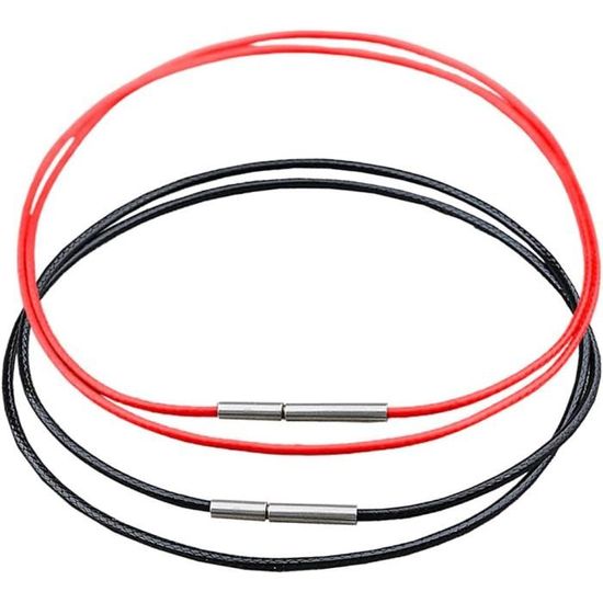 4 Colliers Cordons Cirés Noirs Avec Fermoir Mousqueton Argent - France