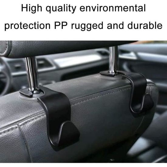 Crochets Appuie-tête Voiture En Cuir Premium – Lot De 2, Brun – Porte-Sac & Organisation Intérieur Auto Universel 360°