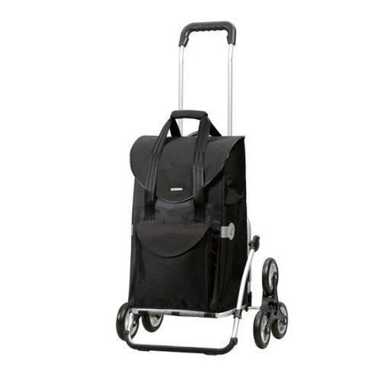 Andersen Chariot de Courses Royal avec Sacoche Senta Noire Volume 49L Cadre Aluminium et Couronne à 3 Roues