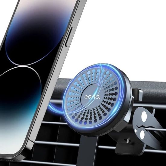 Support Téléphone Voiture Magnétique - Fixation Grille D'Aération, Rotation 360°, Aimant Puissant Pour Tous Smartphones
