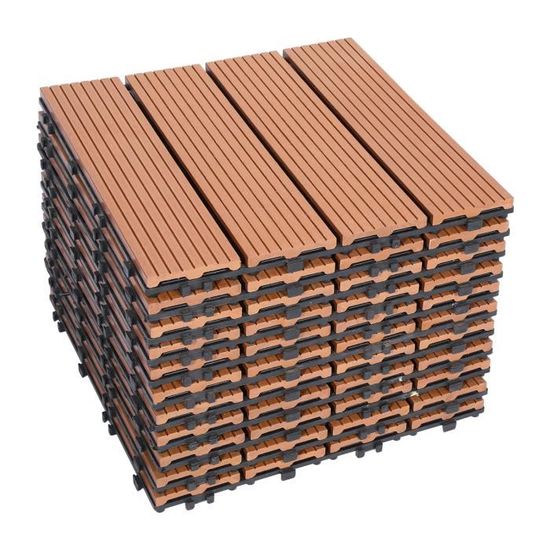 Carreaux de terrasse 22 pcs 30 x 30 cm 2 m² WPC Teck Mothinessto LY5809