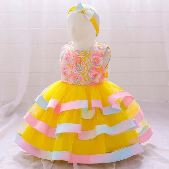 Robe De Princesse Pour Petite Fille 1-3 Ans - Jupe En Tulle, Nœud, Sans Bretelles - Pour Anniversaire, Fête, Photo - Lavable En Machine