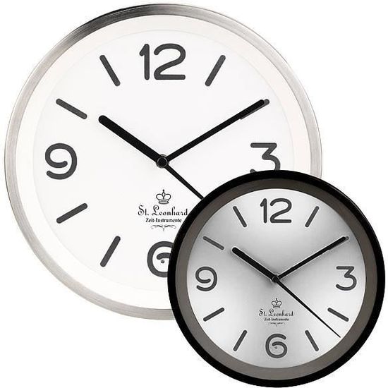 Horloge Murale St. Leonhard - Quartz, éclairage Automatique Du Cadran, Noire