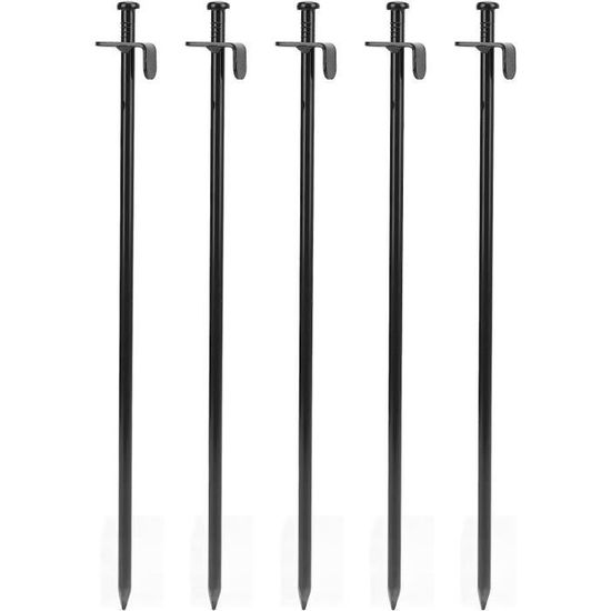 Pack De 8 Piquets De Tente 40 Cm - Acier Noir Avec Anneau - Idéal Camping