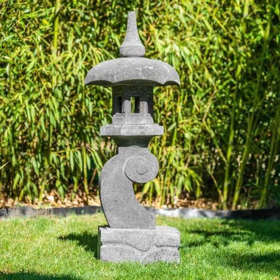 Lanterne Japonaise En Pierre Pagode - Résistante Au Gel - Décoration Jardin Asiatique - Fait Main
