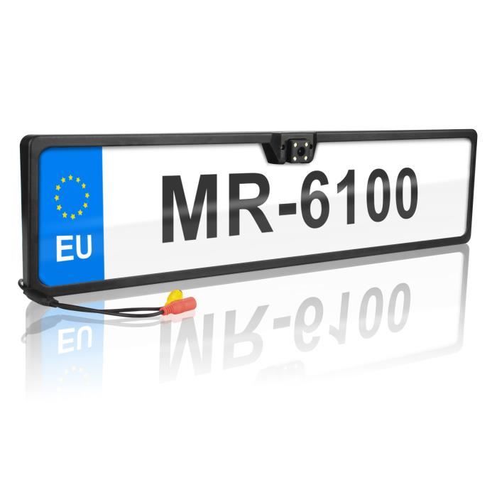 VINGO Caméra de recul arrière avec support de plaque d'immatriculation IP67 4 LEDS fonction de vision nocturne voiture