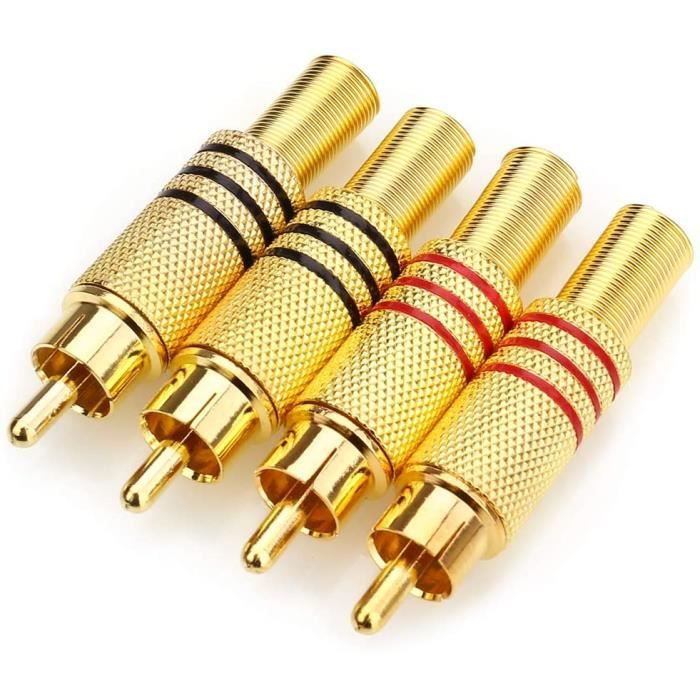 Audiophile-Prise Jack RCA Plaqué Cuivre Rhodium-Or pour Hautréus