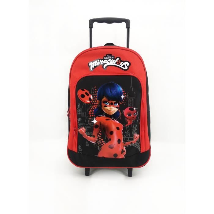 Sac ?� dos ?� roulettes 42 cm Miraculous / Ladybug Rouge et noir Bagtrotter - Cdiscount Bagagerie 