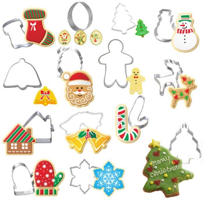 14pcs Noël emporte-pièces en acier inoxydable façonnant des emporte-pièce pour biscuits MOULE A GATEAU - MOULE DE PATISSERIE