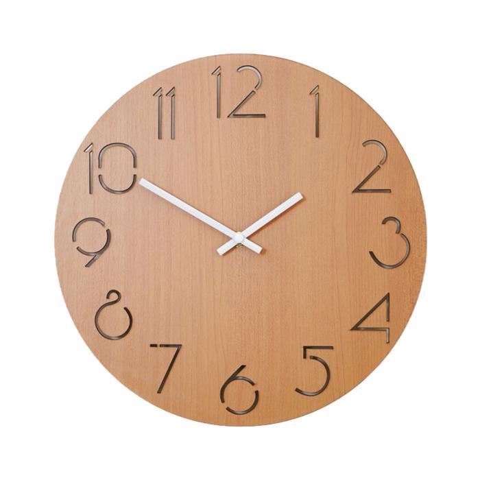 Horloge murale nordique en bois sculpté creux (marron)