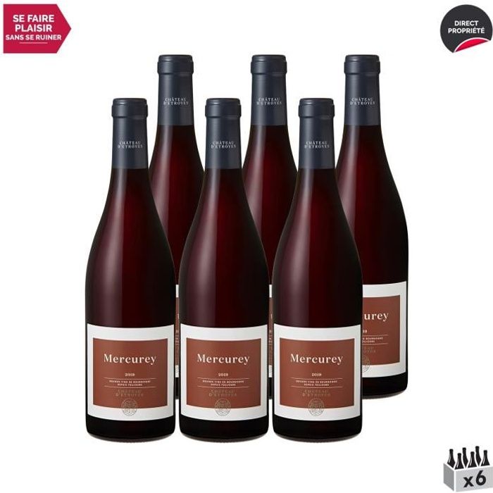 Mercurey Rouge 2019 - Lot de 6x75cl - Château d'Etroyes - Vin AOC Rouge de Bourgogne - Cépage Pinot Noir