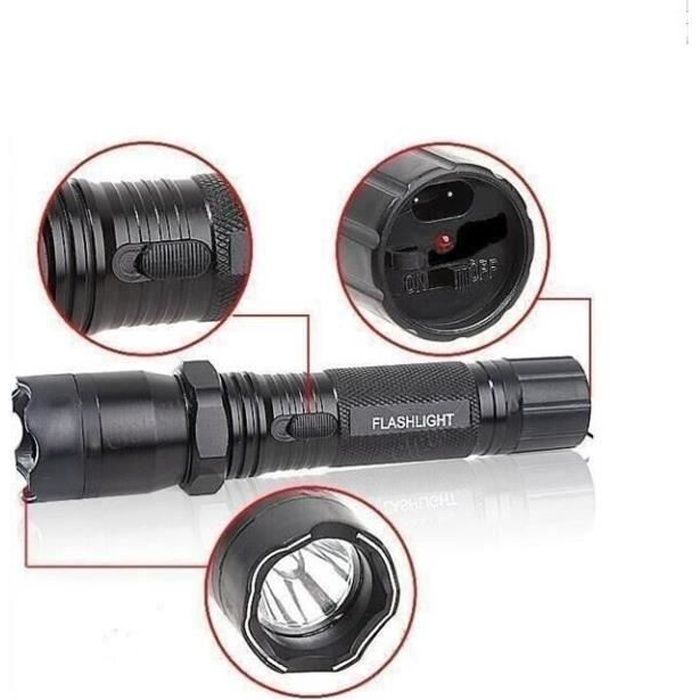 Lampe torche Led rechargeable électrique choc sécurité