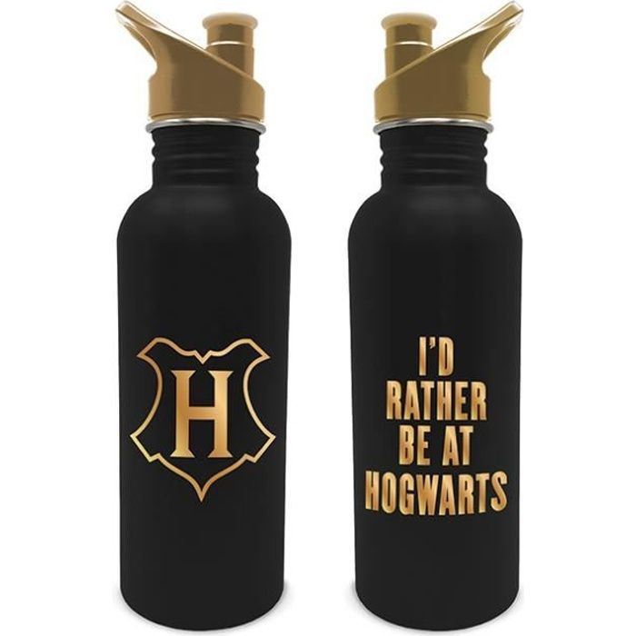 Gourde Harry Potter I'd rather be at Hogwarts métal Noir