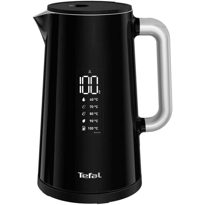 TEFAL SMART N' LIGHT 1.7L noir Bouilloire sans fil Thermostat réglable Affichage digital Touche rapide 100° Arrêt automatique KO8508