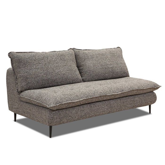 Canapé lit compact 3 places express LISBONNE 160cm sommier à lattes matelas 13cm tissu tweed gris chiné gris tweed Inside75