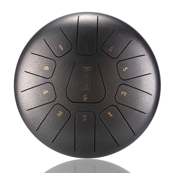 NEUFU 12'' Tongue Drum Kit Aquadrum Air Tambour de Langue Handpan Main 11 Sons Vintage Argent