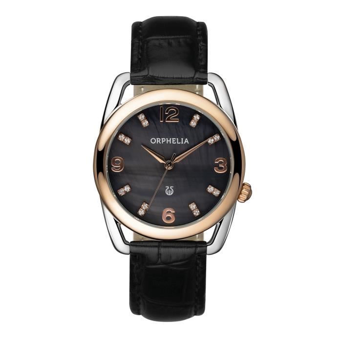 ORPHELIA - Montre Femmes - Quartz - Analogique - Bracelet en Cuir - Noir - 153-1723-44
