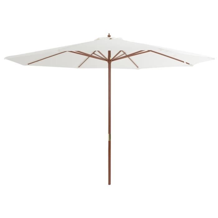 Magnifique-Parasol de Jardin Terrasse Imperméable avec mat en bois 350 cm Blanc sable