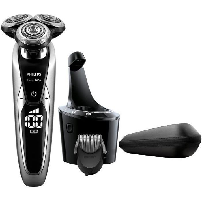 PHILIPS S9711/32 Rasoir électrique Séries 9000 + Tondeuse à barbe - Système de nettoyage Smart Clean - 100% Etanche