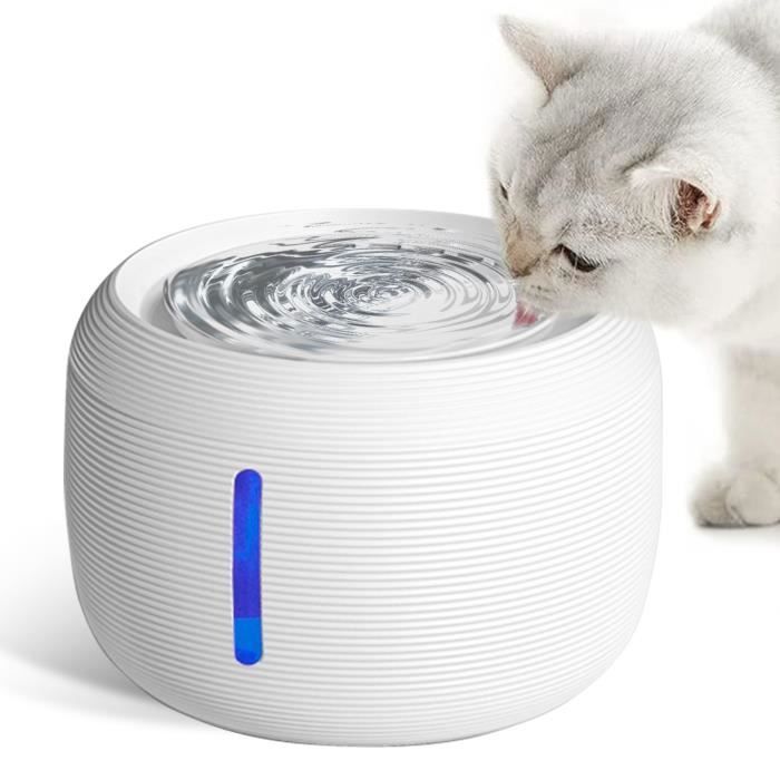 Fontaine à Eau pour Chat Chien Automatique 2,5L, Distributeur Eau Silencieux avec LED Fenêtre Niveau d'eau et Filtre à Charbon Actif