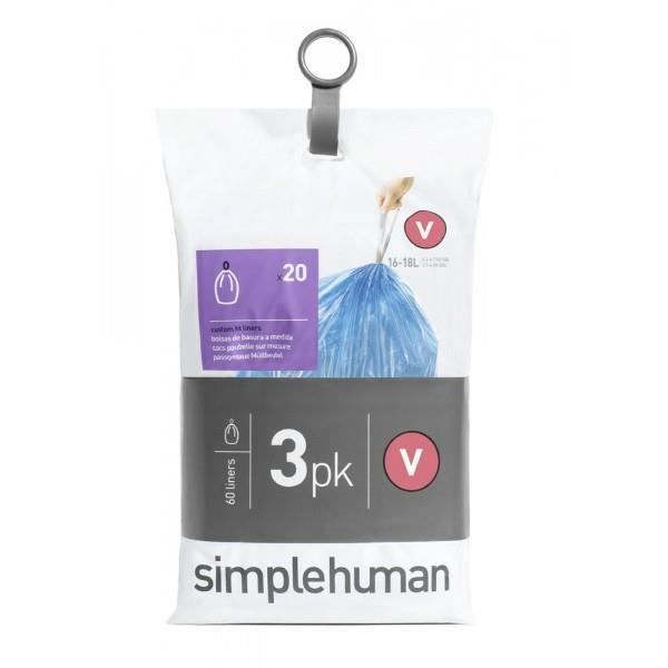 3 packs de 20 sacs poubelle 16/18 L 'V'