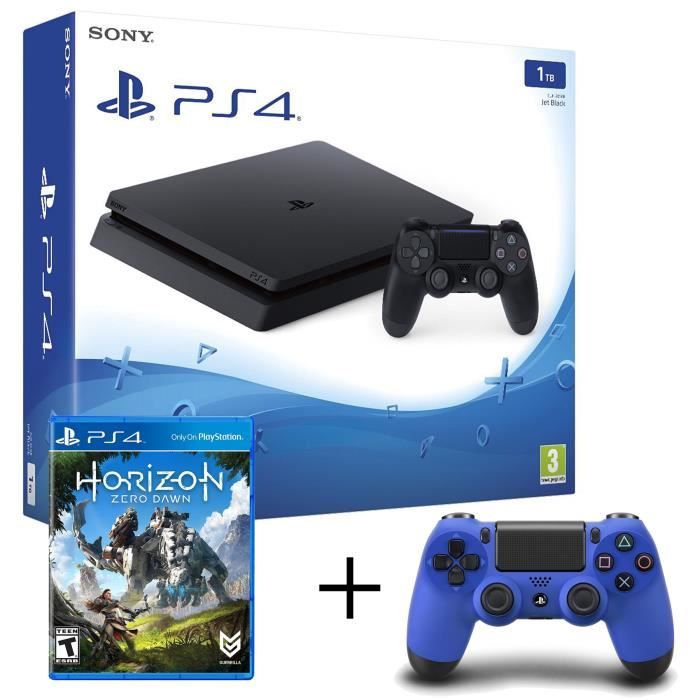 Ps4 Slim 1to + Manette Dualshock 4 Bleu Offert + Horizon Zero