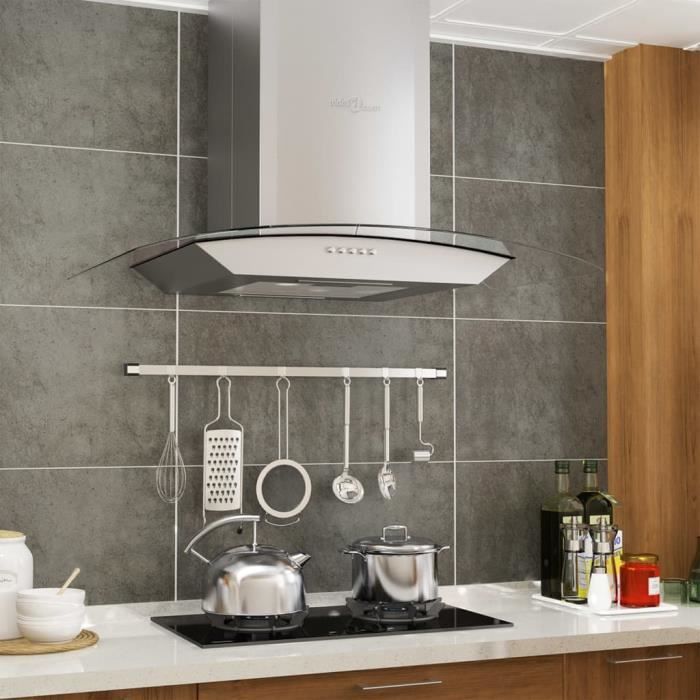 Design 86702 Magnifique Hotte murale Hotte aspirante cuisine - murale Hotte Déco 60 cm Acier inoxydable 756 m³-h LED