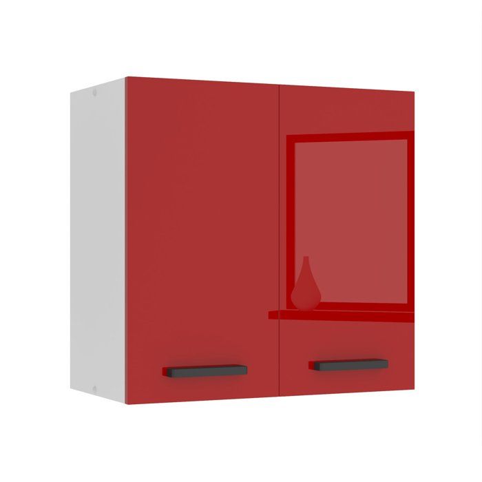 belini meuble haut cuisine sg2-60, rangements, 2 portes, t: 29,6x60x58 cm, armoire murale avec poignée en métal, rouge très