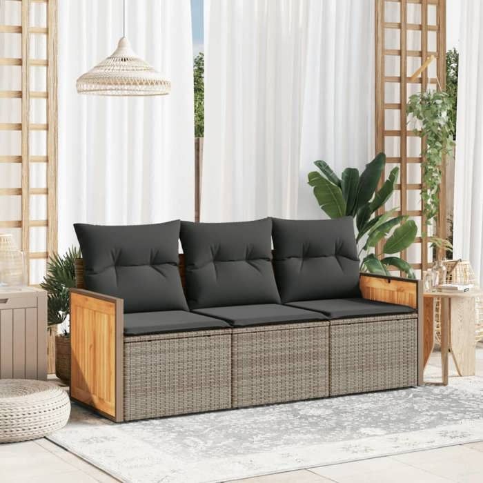 vidaXL Salon de Jardin 3 pcs Ensemble de Canapés Sièges avec Dossier et Accoudoir Meubles de Terrasse Patio Extérieur 825529