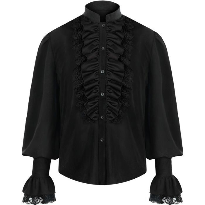 BaronHong Chemise de pirate pour homme Viking Steampunk rétro Renaissance médiévale gothique victorien costume d'Halloween, beige, XL