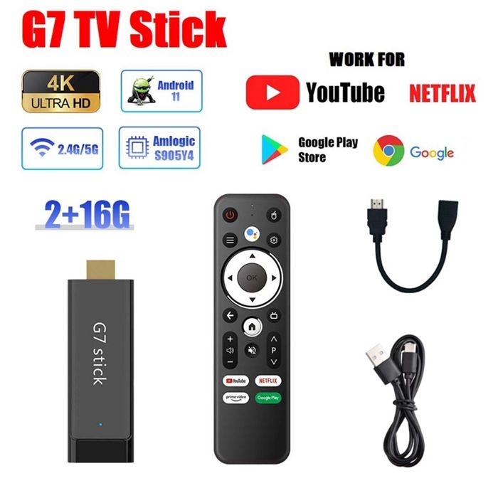 G7 TV Stick S905Y4 4K TV Dongle 2 Go + 16 Go Android 11.0 Smart TV Box ...