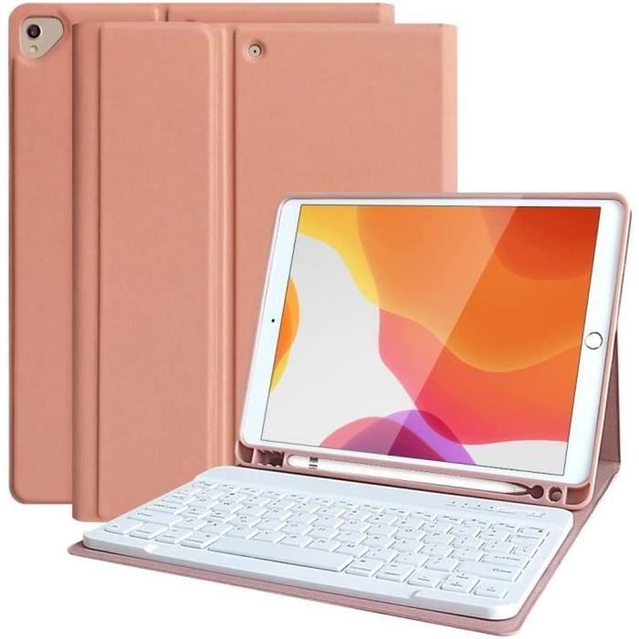 Coque Clavier AZERTY Français Pour IPad 11e Génération 2025 & 10e Génération 2022 – Magnétique, Détachable, Avec Porte-crayon (rose)
